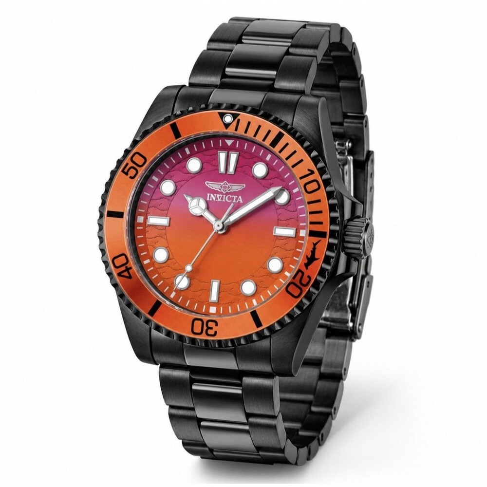 Mens Invicta Pro Diver Kromatyk 43mm Black Band Burnt Reddish Orange Dial